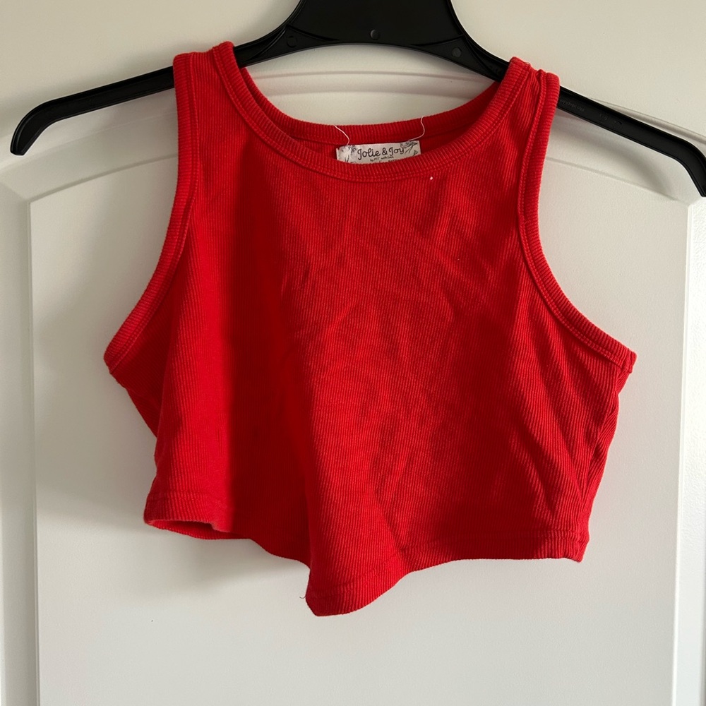 Red Asymmetrical Sleeveless Crop Tank Top